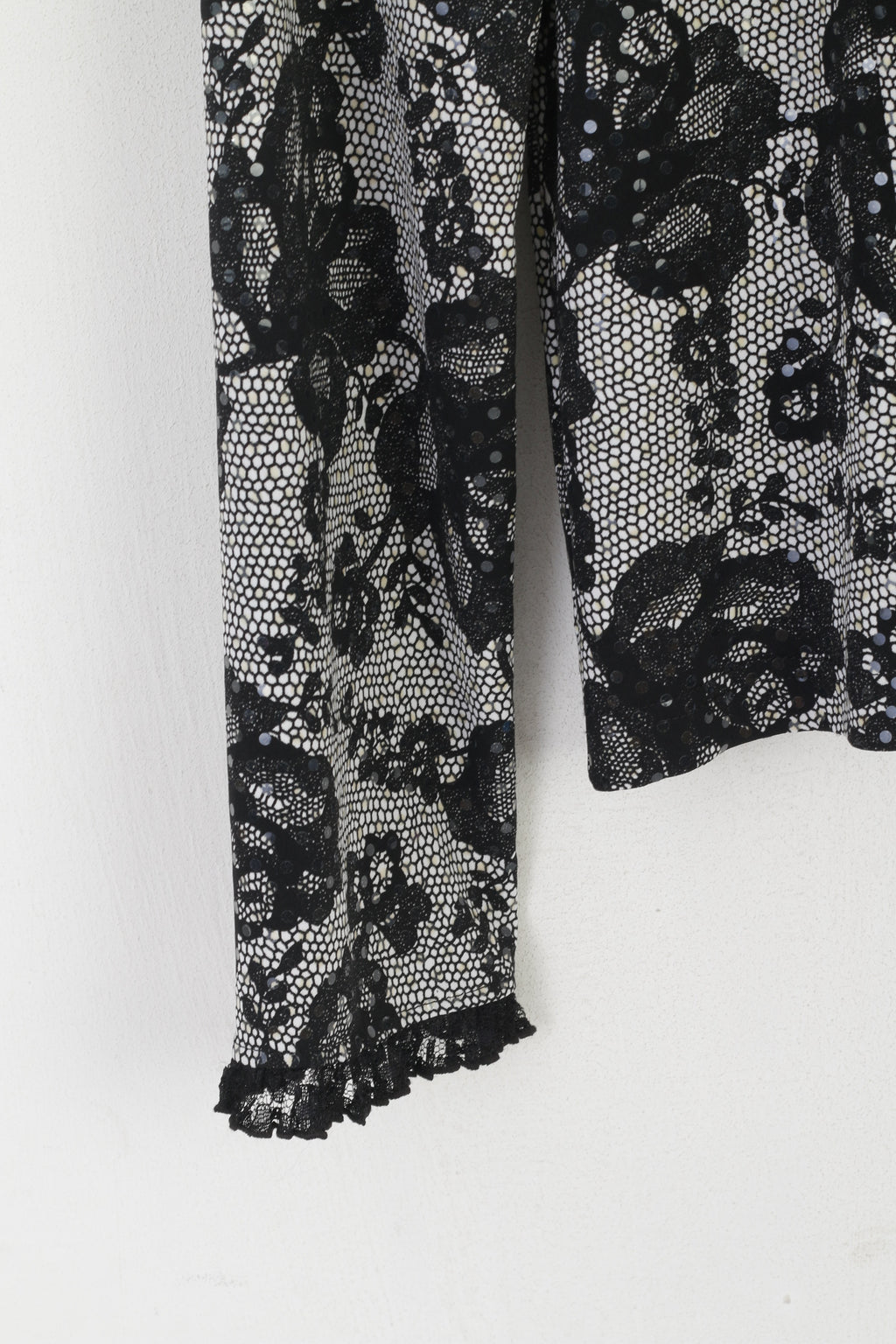 Joseph Ribkoff Donna 14 40 Blazer Nero lucido floreale con cerniera intera Elegante camicetta di design