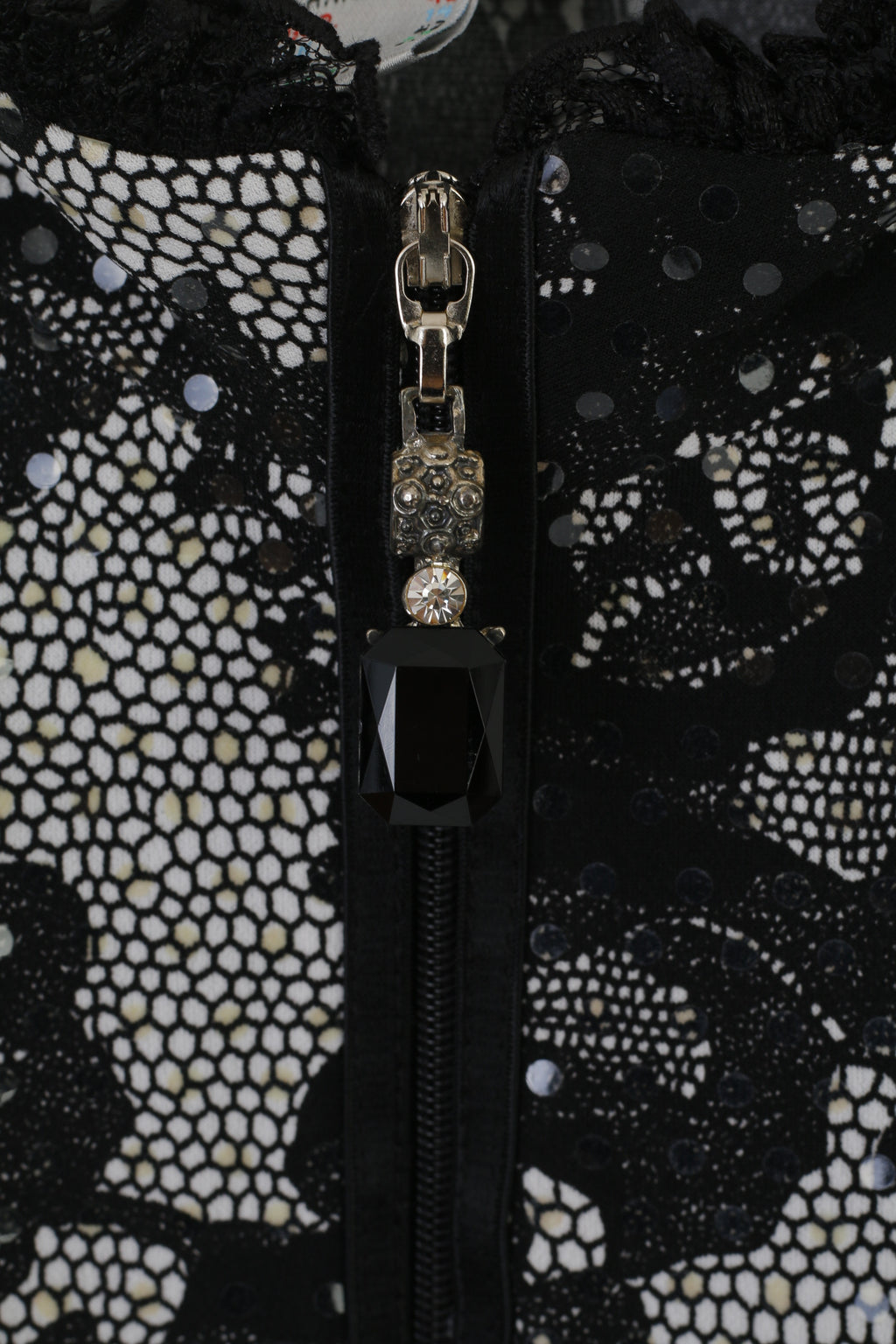 Joseph Ribkoff Donna 14 40 Blazer Nero lucido floreale con cerniera intera Elegante camicetta di design