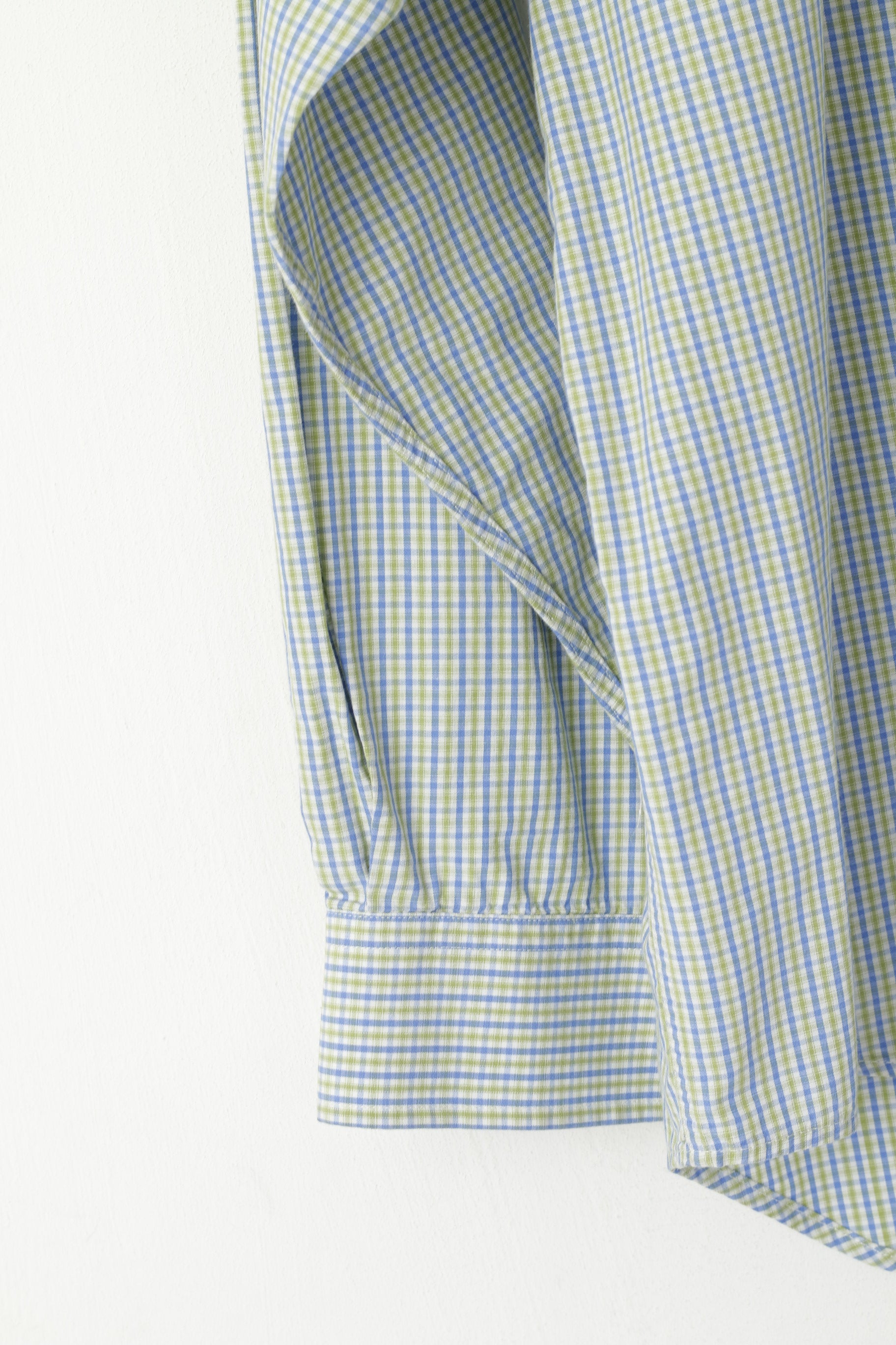 Thomas Burberry Uomo M Camicia casual Top a maniche lunghe in cotone a quadri verde blu
