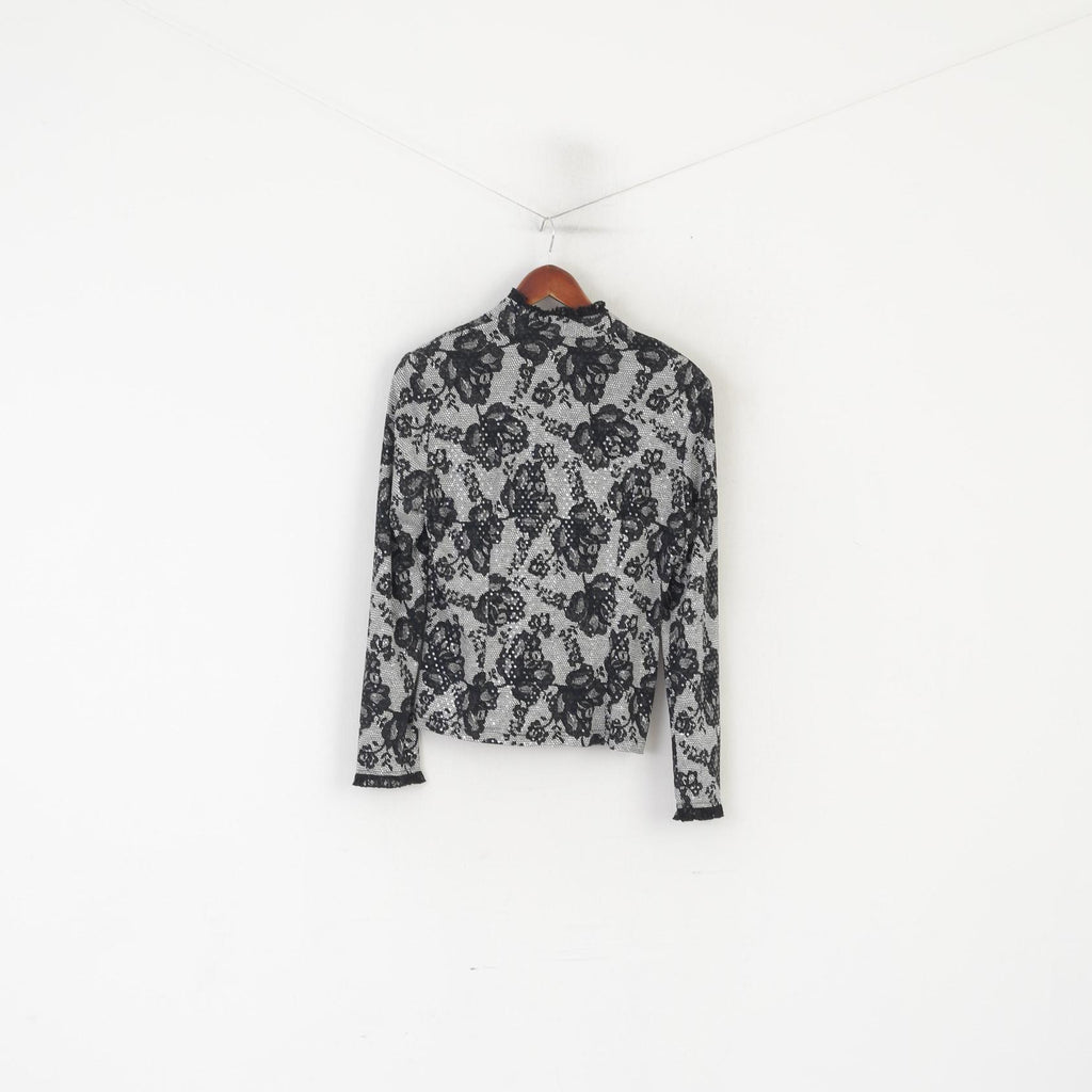 Joseph Ribkoff Donna 14 40 Blazer Nero lucido floreale con cerniera intera Elegante camicetta di design