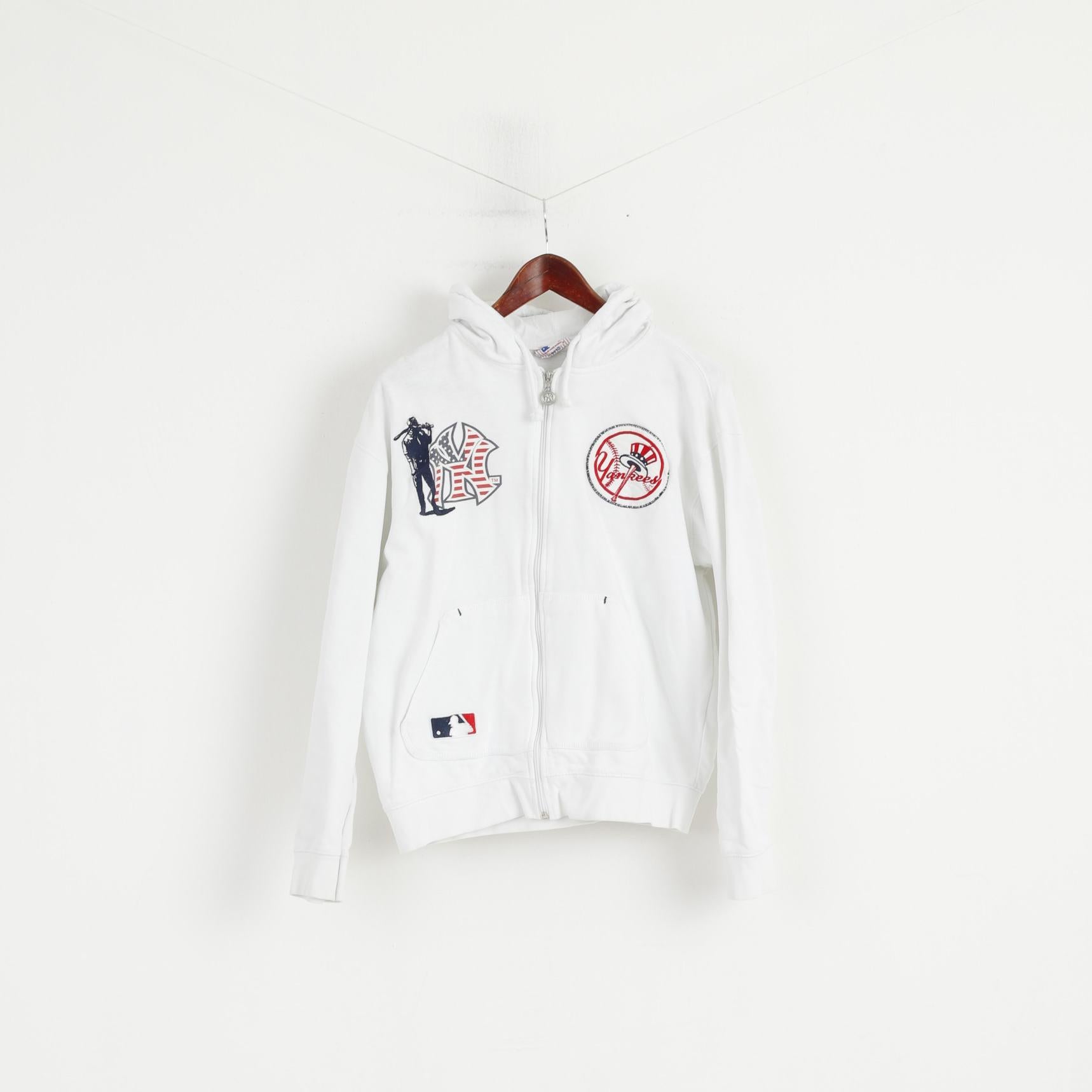 Major League Baseball Women M Sweatshirt White Cotton NY Yankees Zip Up Hoodie