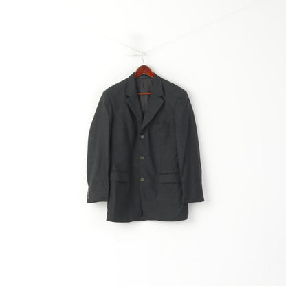Nordiska Kompaniet Men 148 42 Blazer Charcoal 100% Wool Shoulder Pads Jacket