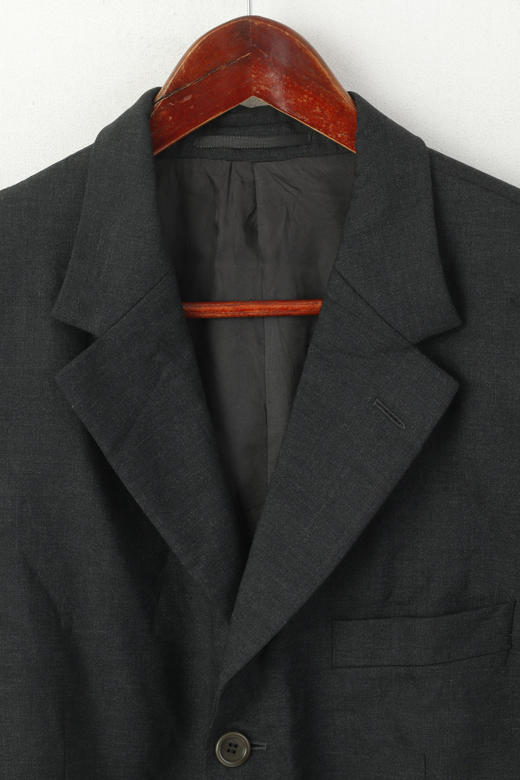 Nordiska Kompaniet Men 148 42 Blazer Charcoal 100% Wool Shoulder Pads Jacket