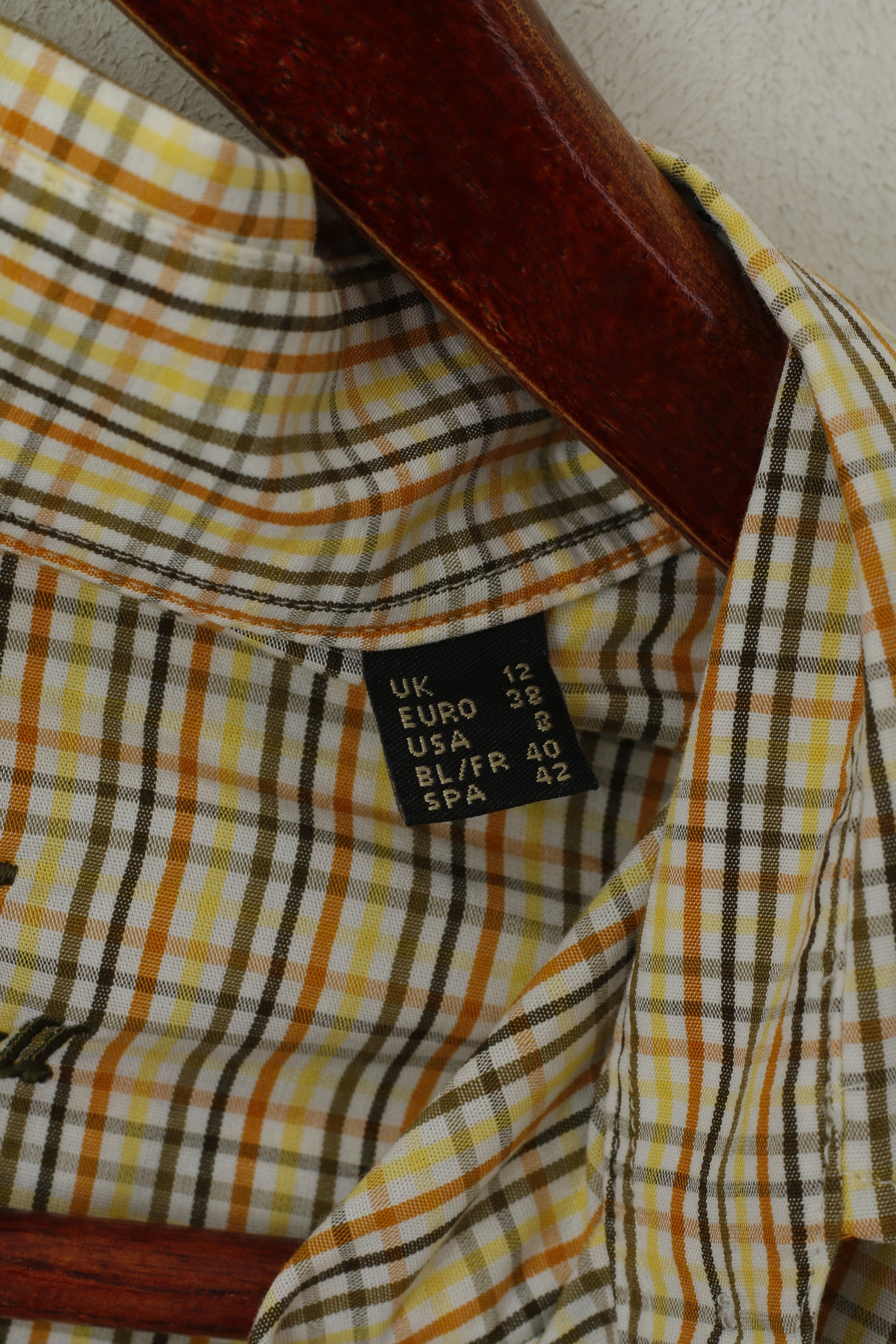 Barbour Women 12 38 M Casual Shirt Yellow Check Long Sleeve Tattersall Cotton Top