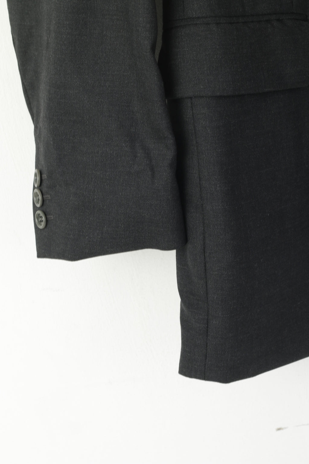 Nordiska Kompaniet Men 148 42 Blazer Charcoal 100% Wool Shoulder Pads Jacket