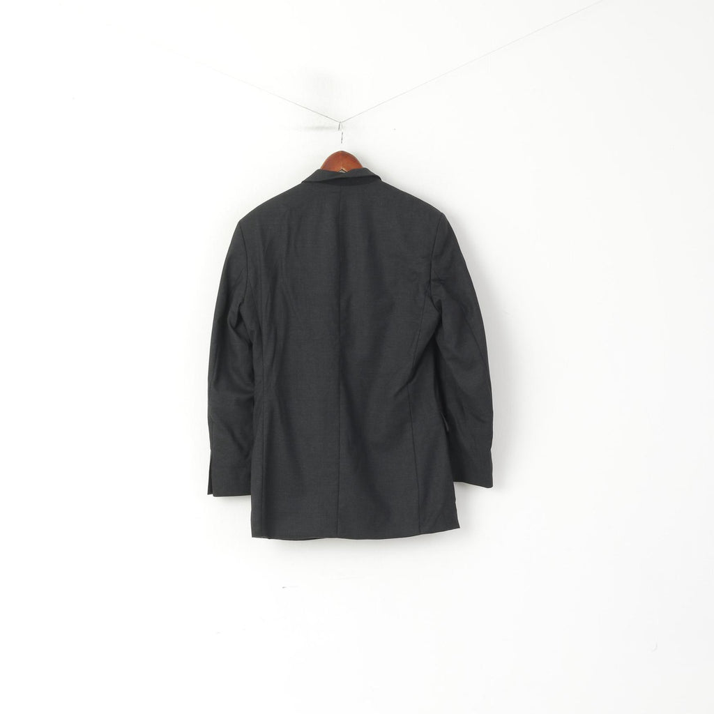 Nordiska Kompaniet Men 148 42 Blazer Charcoal 100% Wool Shoulder Pads Jacket