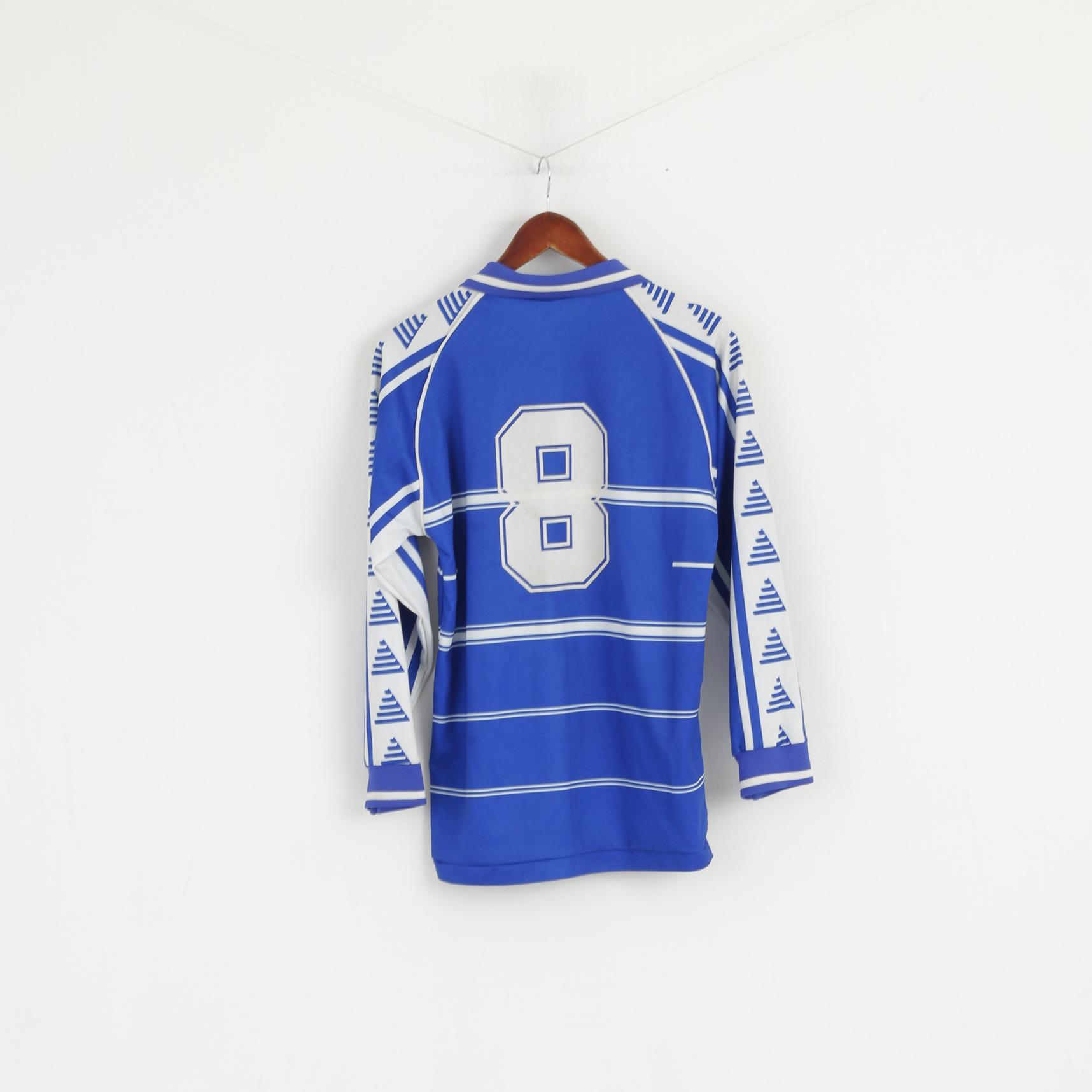 Pendle Men 36 S Polo Shirt Blue Jersey York Rovers FC #8 Football Vintage Top