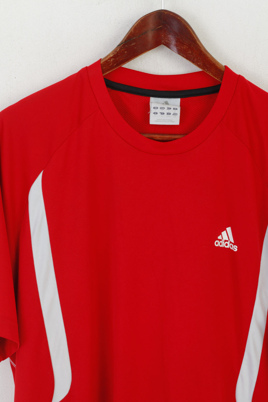 Adidas Men L Shirt Rouge Sportswear Vintage Training Gym Jersey Top