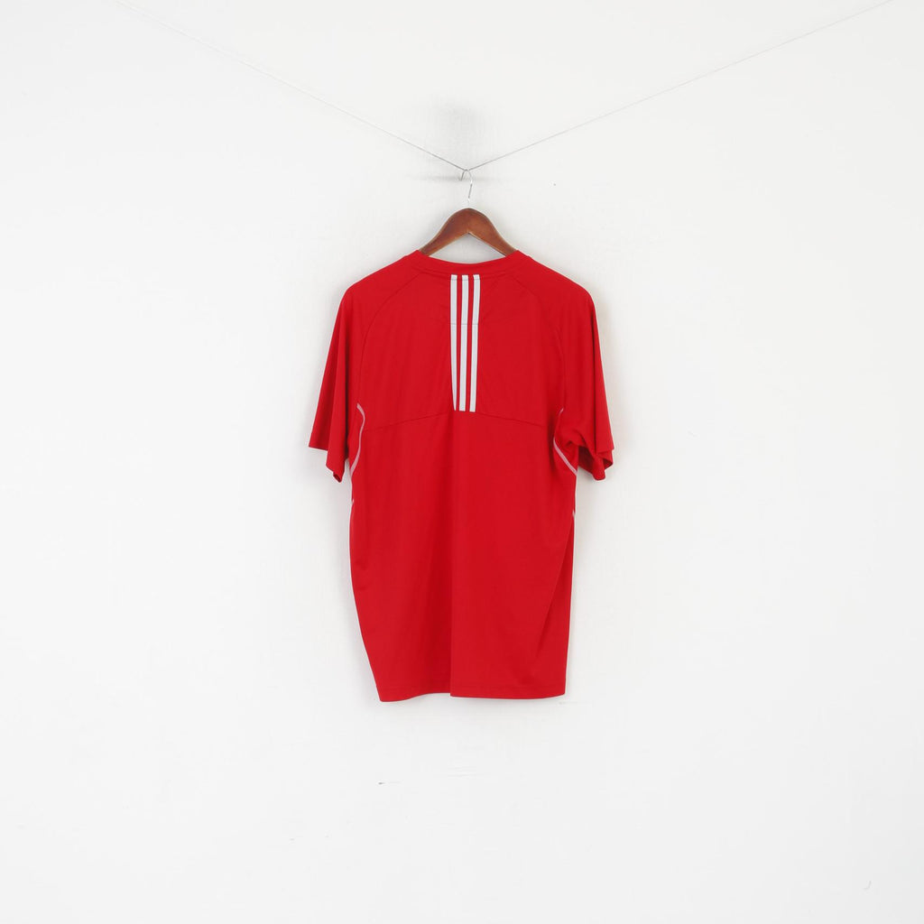 Adidas Men L Shirt Rouge Sportswear Vintage Training Gym Jersey Top