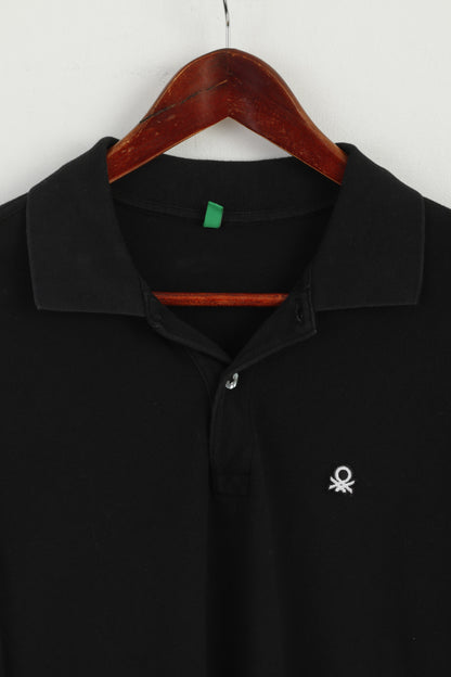 Polo United Colors Of Benetton da uomo in cotone nero, vestibilità classica, vestibilità slim, manica corta