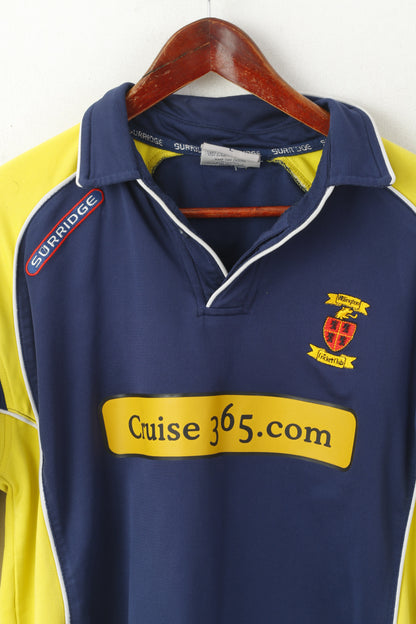 Surridge Men L Polo Shirt Navy Willington Cricket Club Cruise Jersey Vintage Top