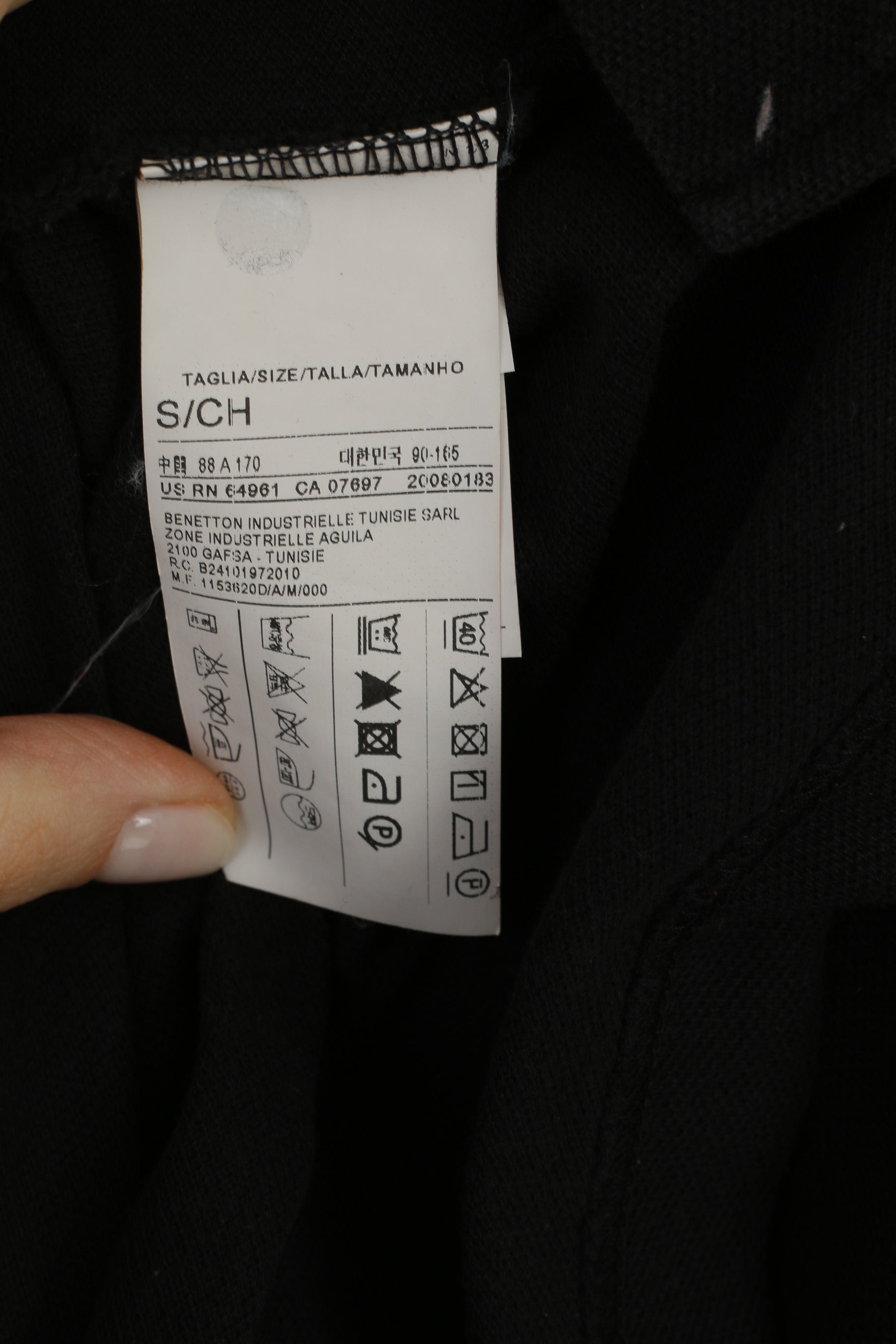 United Colors Of Benetton Polo Homme Noir Coton Slim Fit Classique Manches Courtes Haut