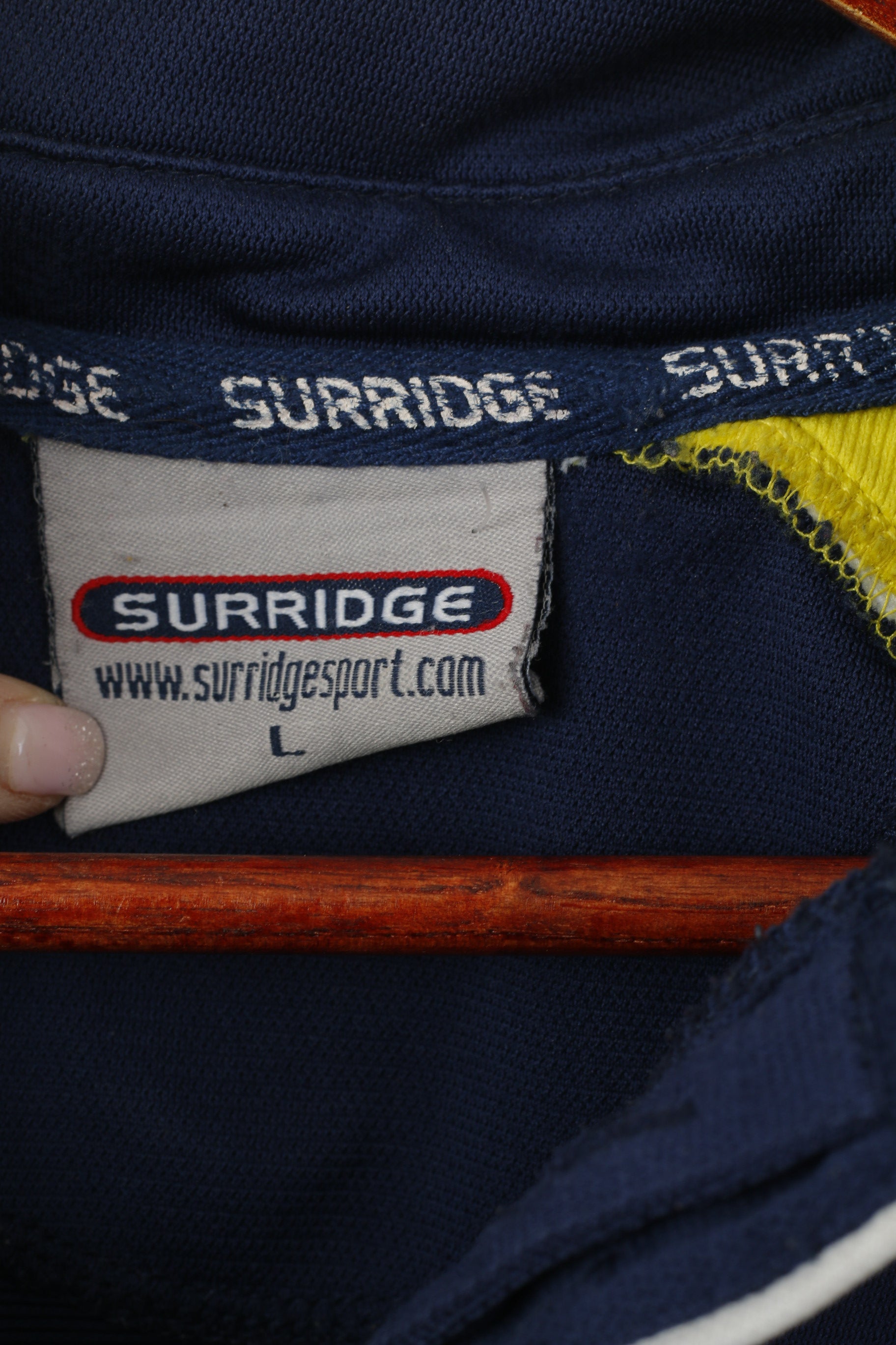 Surridge Men L Polo Shirt Navy Willington Cricket Club Cruise Jersey Vintage Top
