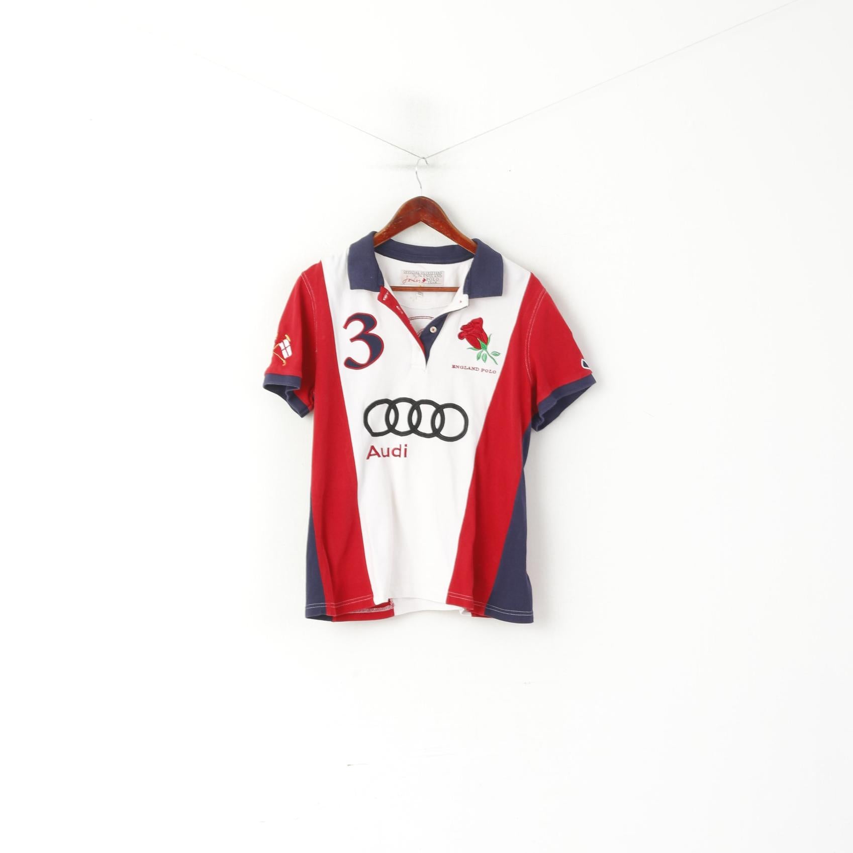 Joules Femme 16 XL Polo Blanc officiel Angleterre Polo Team #3 Sport Top