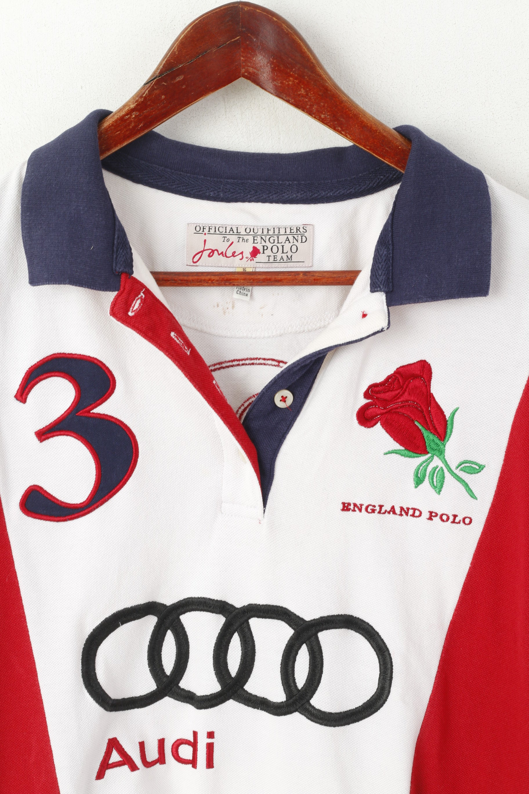 Joules Femme 16 XL Polo Blanc officiel Angleterre Polo Team #3 Sport Top