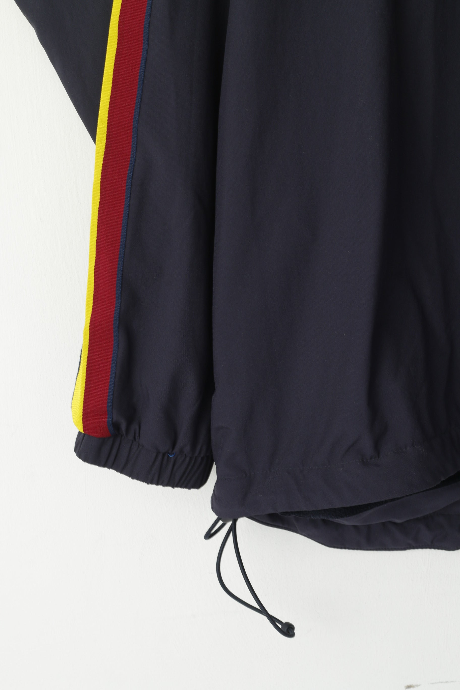 Cotton Traders Men M Pullover Jacket Navy Durham C.C.C Fleece Lined Hidden Hood Top