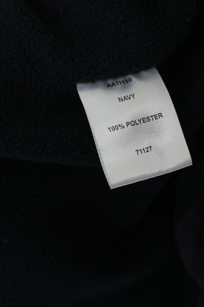 Cotton Traders Men M Pullover Jacket Navy Durham C.C.C Fleece Lined Hidden Hood Top