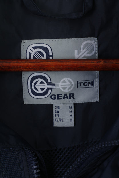 TCM Gear Giacca da uomo M in nylon blu scuro con cappuccio nascosto riflettente impermeabile e parte superiore con cerniera