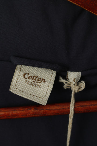 Cotton Traders Men M Pullover Jacket Navy Durham C.C.C Fleece Lined Hidden Hood Top