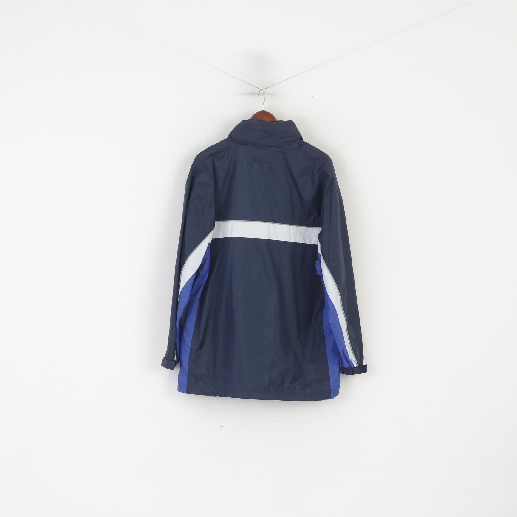 TCM Gear Men M Jacket Navy Nylon Waterproof Reflective Hidden Hood Zip Up Top