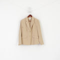 Vivien Caron Women 14 40 M Blazer Beige Striped Classic Single Breasted Jacket