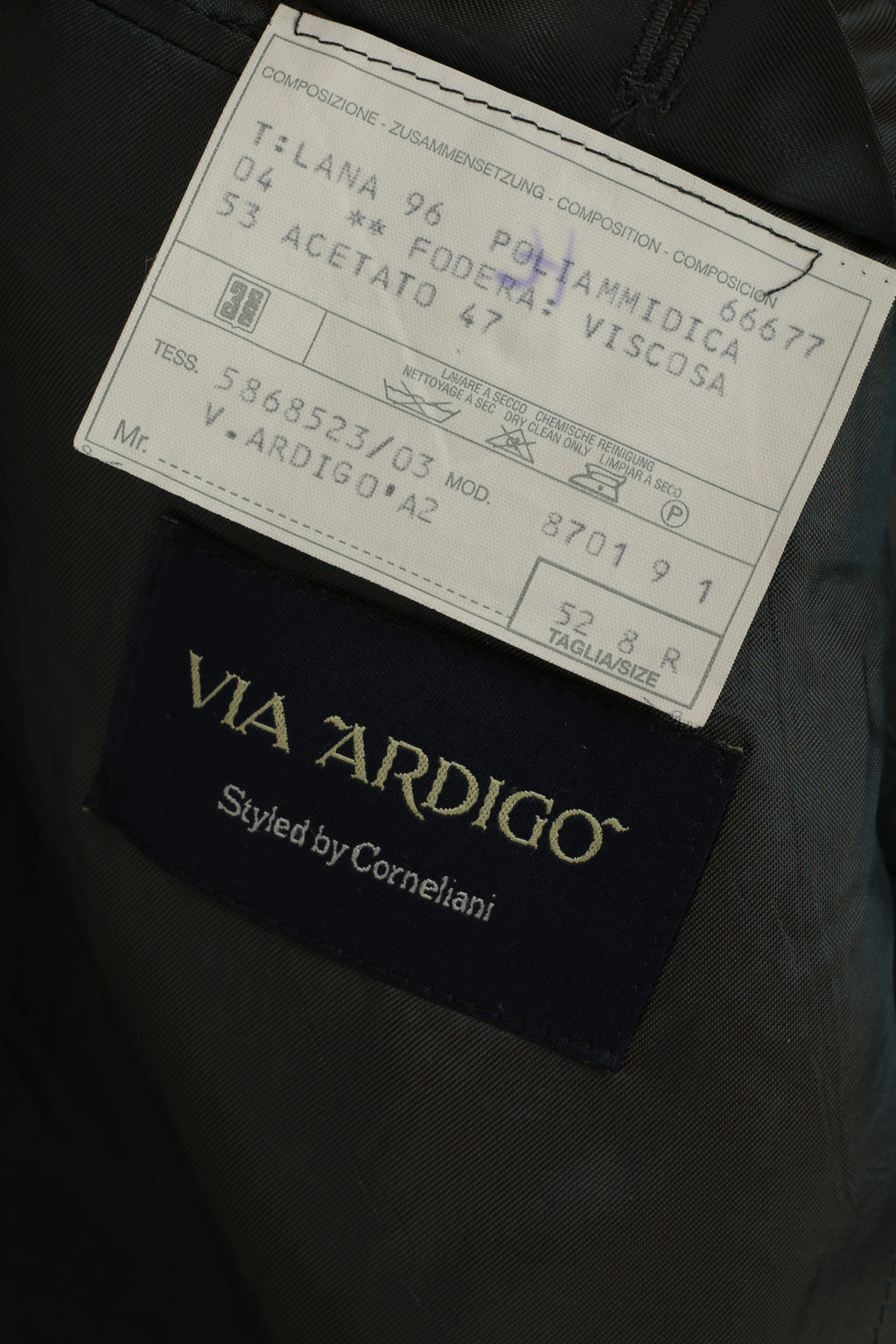 Via Ardigo By Corneliani Uomo 52 UK 42 Blazer Giacca in misto lana e nylon antracite