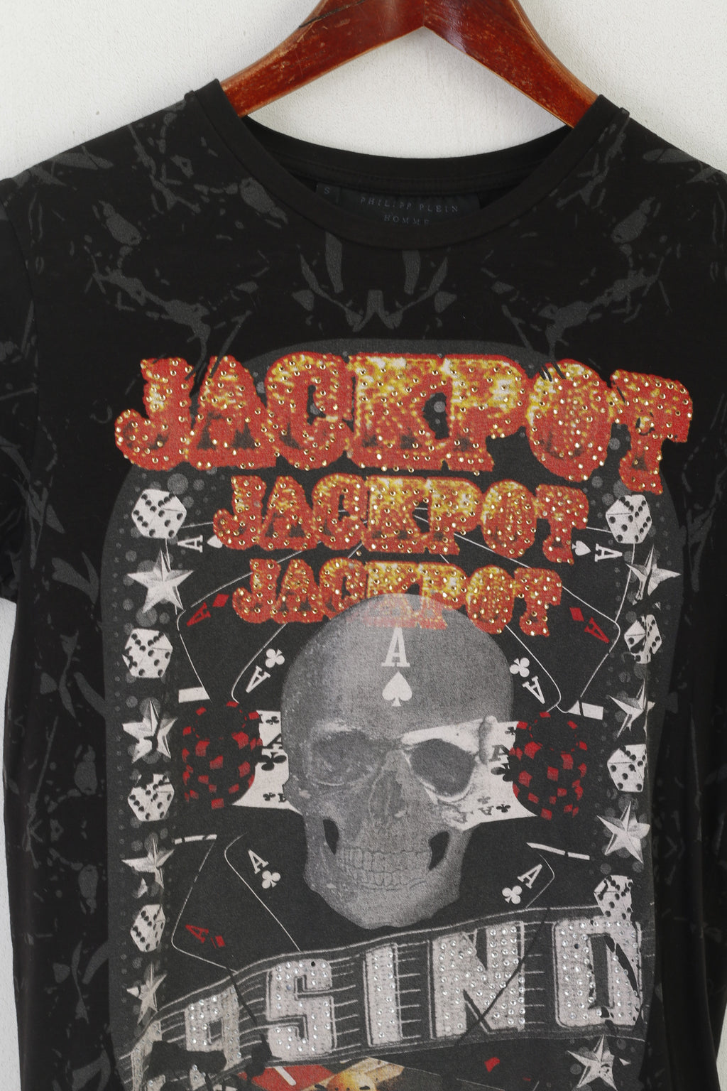 Philipp Plein Homme Women S Shirt Black Cotton Jackpot Casino Shiny Top