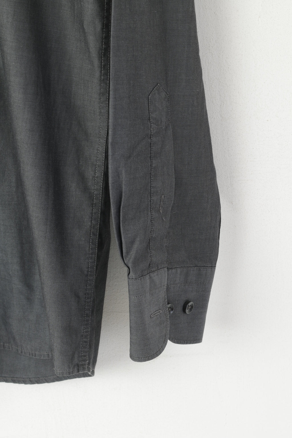 Strellson Men 39 L Casual Shirt Grey Cotton Long Sleeve Plain Top