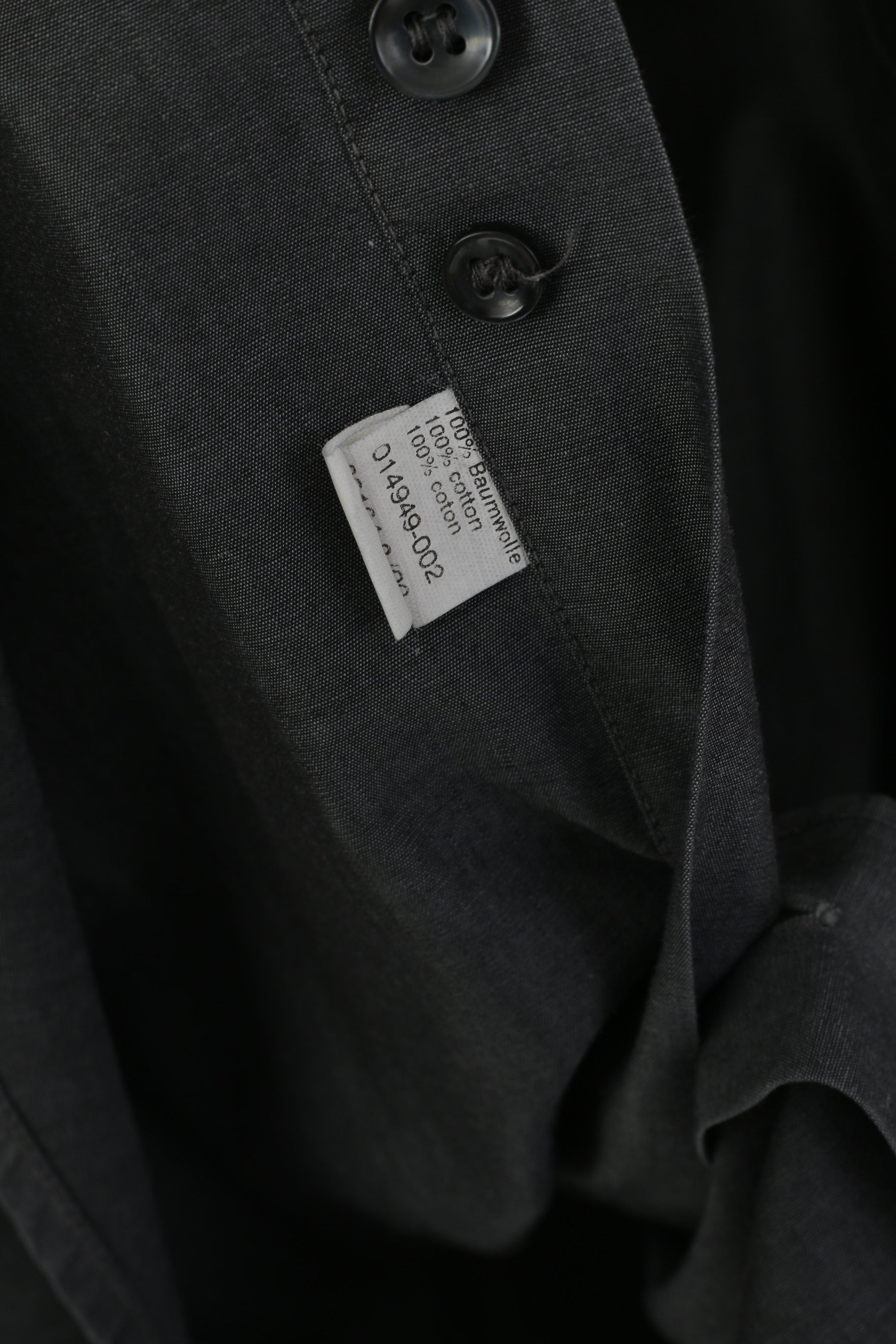 Strellson Men 39 L Casual Shirt Grey Cotton Long Sleeve Plain Top