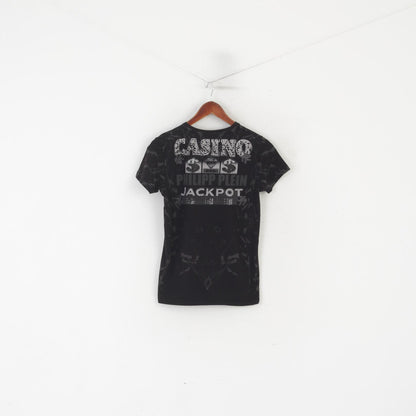 Philipp Plein Homme Camicia da donna S in cotone nero Jackpot Casino Top lucido