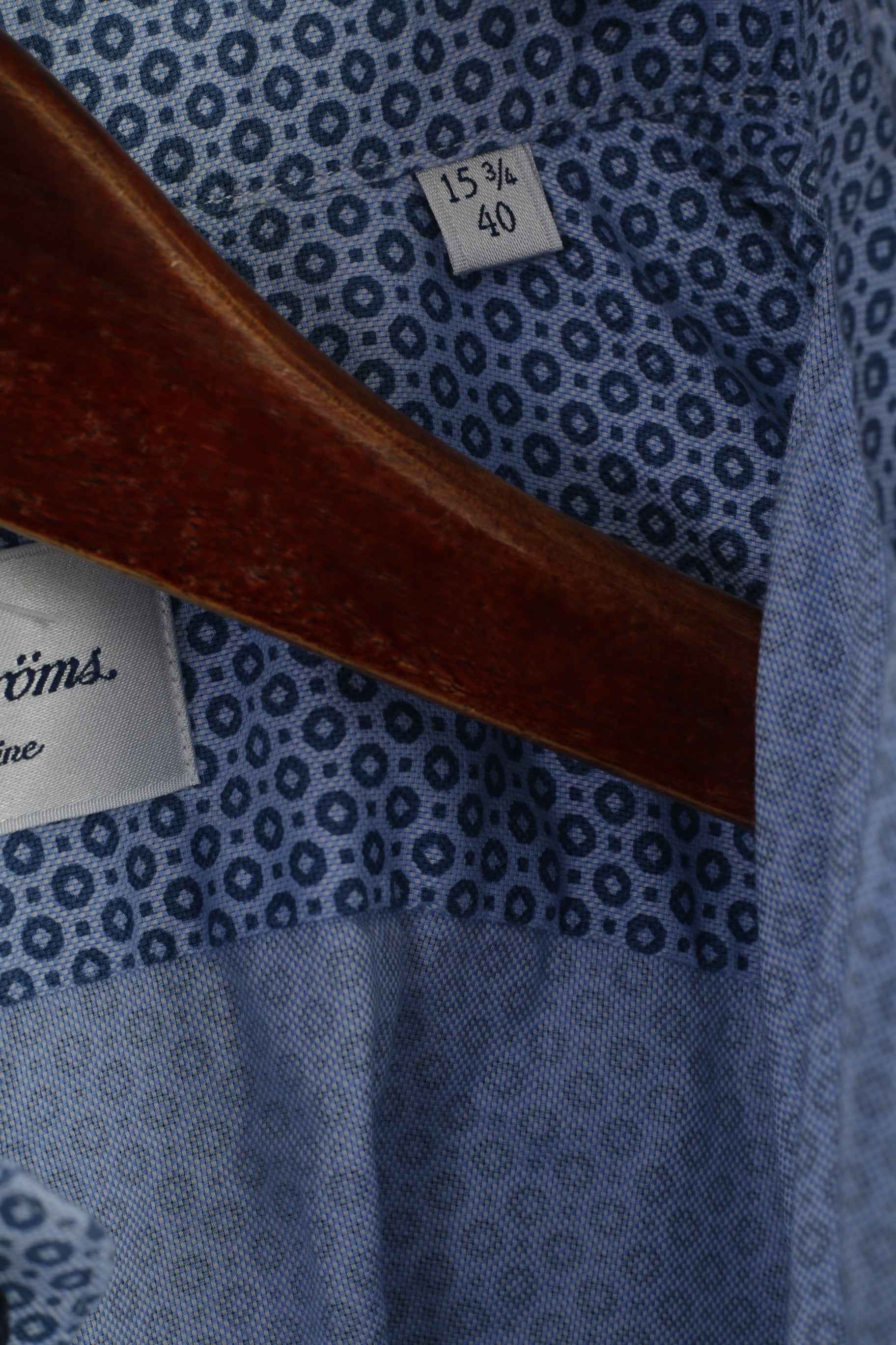 Stenstroms Men 40 S Casual Shirt Blue Cotton Slimline Fit Long Sleeve Top