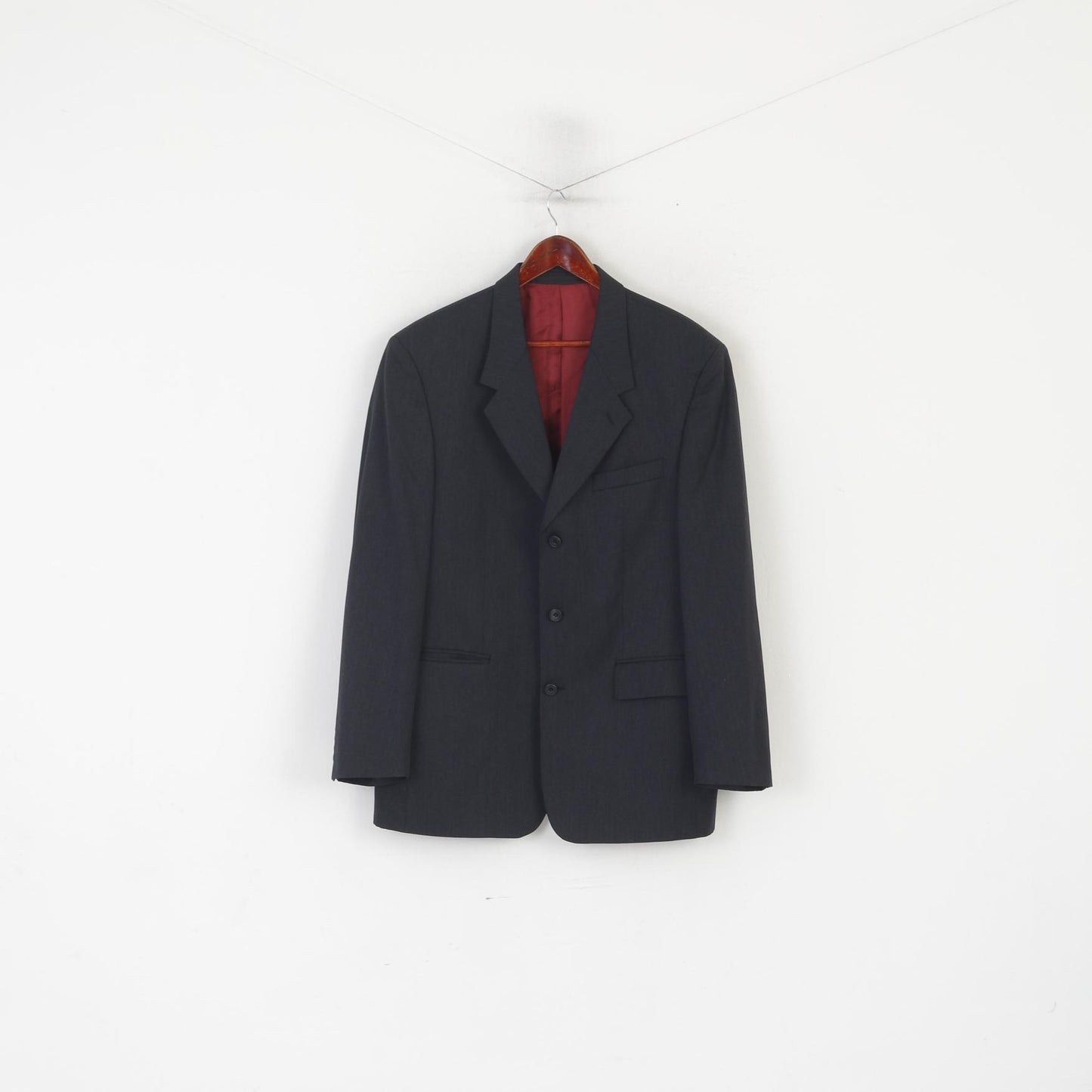 James Aubrey Hommes 42 L Blazer Charcoal Nouvelle Laine Veste Angleterre Simple Boutonnage