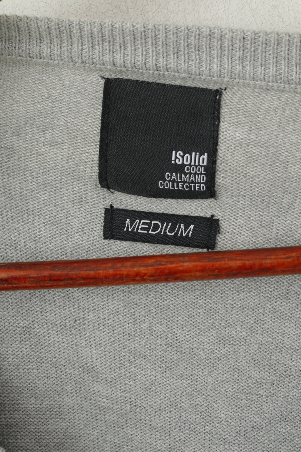 Solid Jeans Men M (S) Cardigan Grey Cotton Classic Plain Button Front Sweater