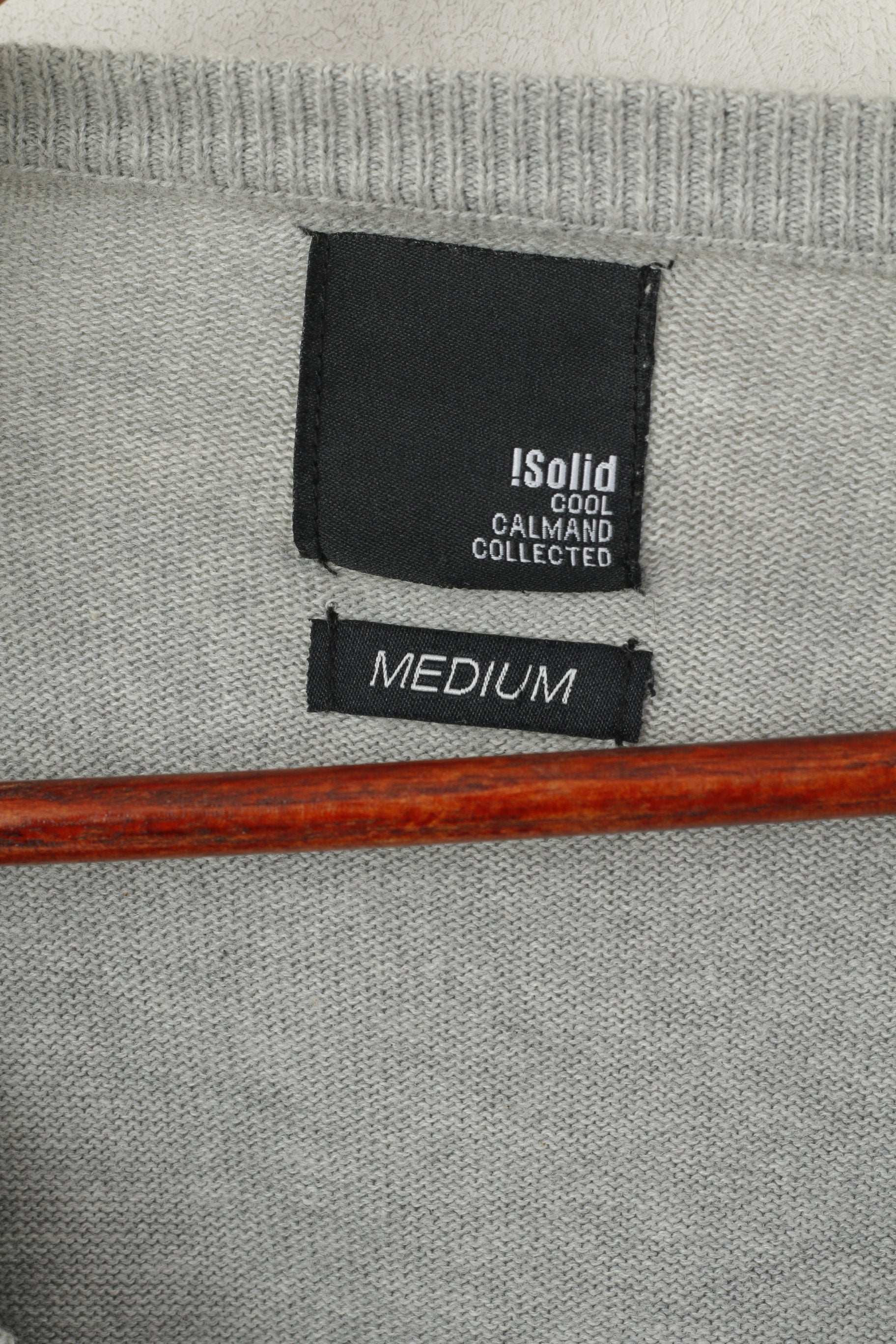 Solid Jeans Men M (S) Cardigan Grey Cotton Classic Plain Button Front Sweater