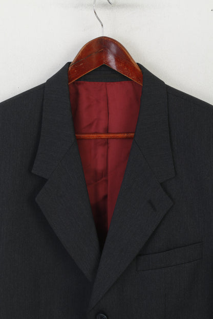 James Aubrey Uomo 42 L Blazer Giacca inglese monopetto in lana nuova color carbone