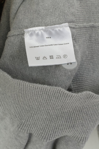 Solid Jeans Men M (S) Cardigan Grey Cotton Classic Plain Button Front Sweater