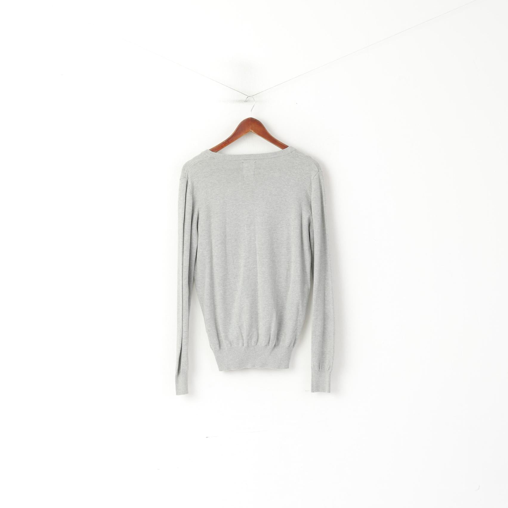 Solid Jeans Men M (S) Cardigan Grey Cotton Classic Plain Button Front Sweater