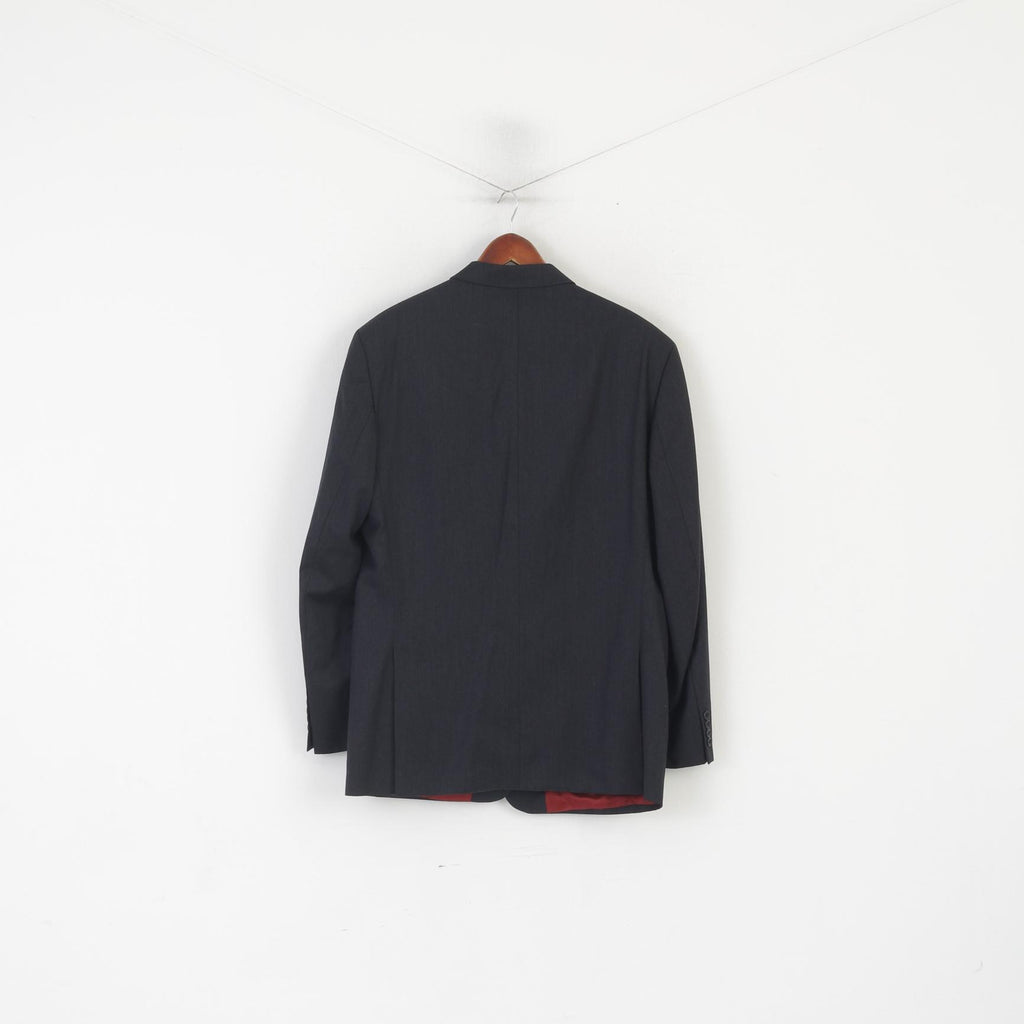 James Aubrey Men 42 L Blazer Charcoal New Wool Single Breasted England Jacket