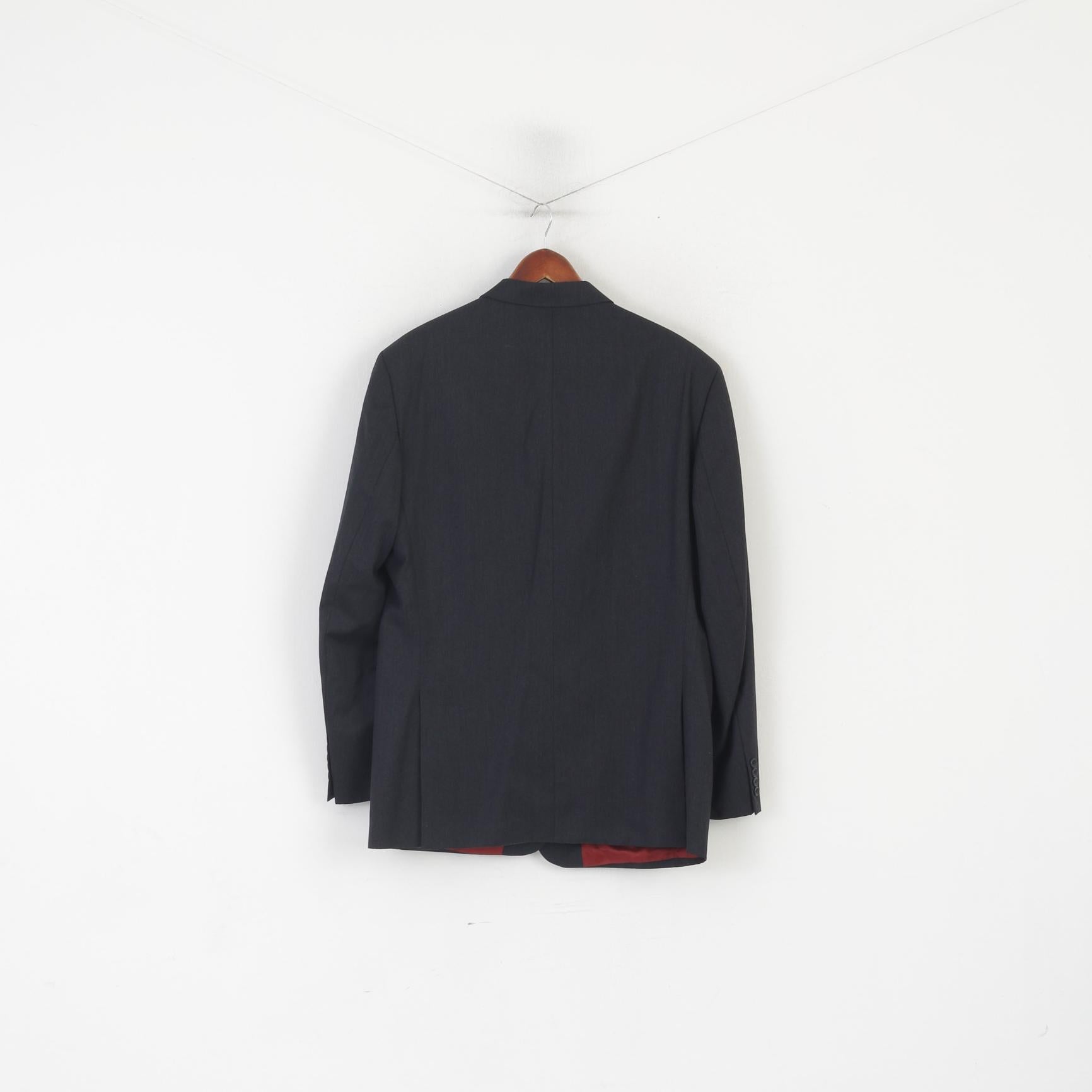 James Aubrey Men 42 L Blazer Charcoal New Wool Single Breasted England Jacket