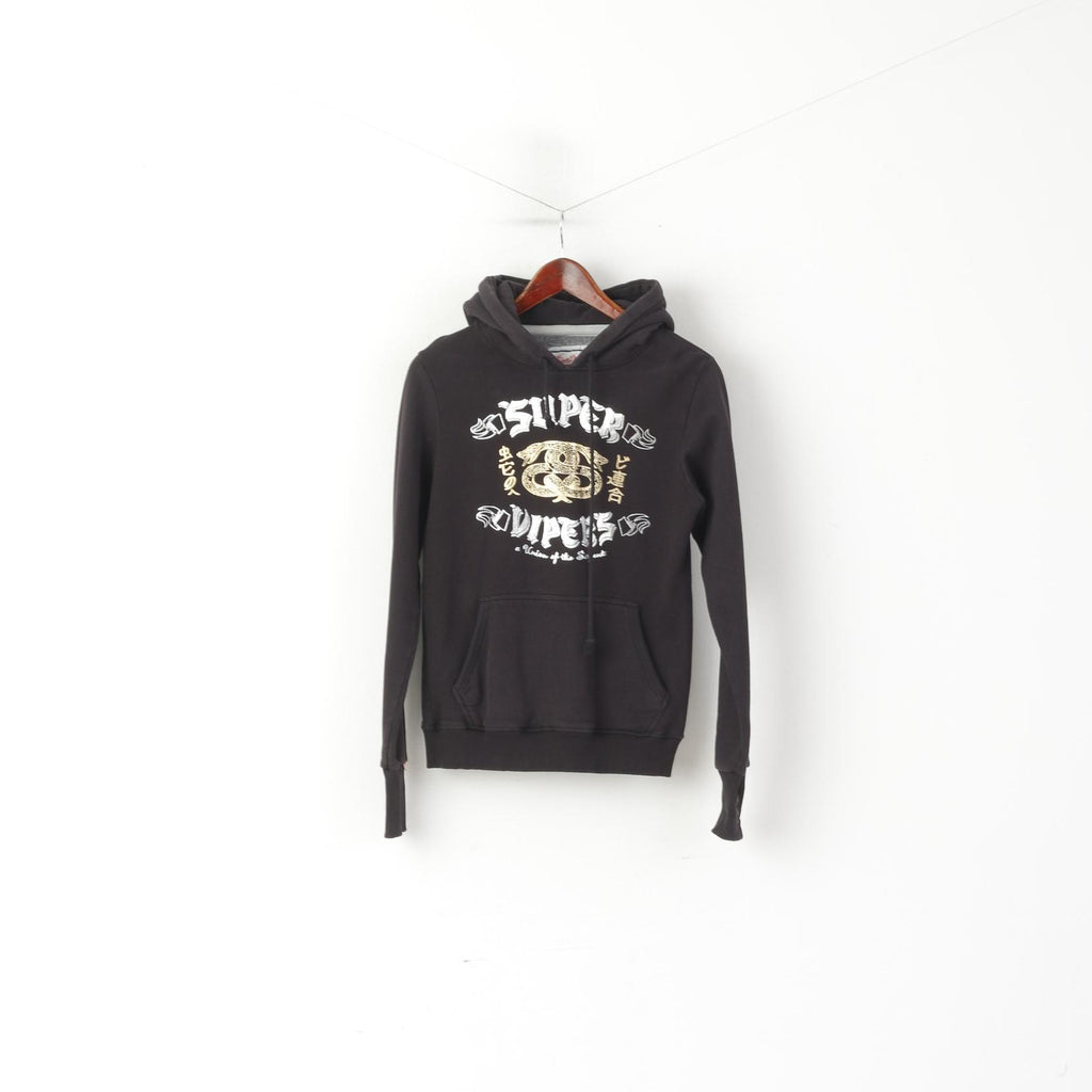 Superdry Femme M Sweat Noir Coton Super Dipers Haut De Sport À Capuche