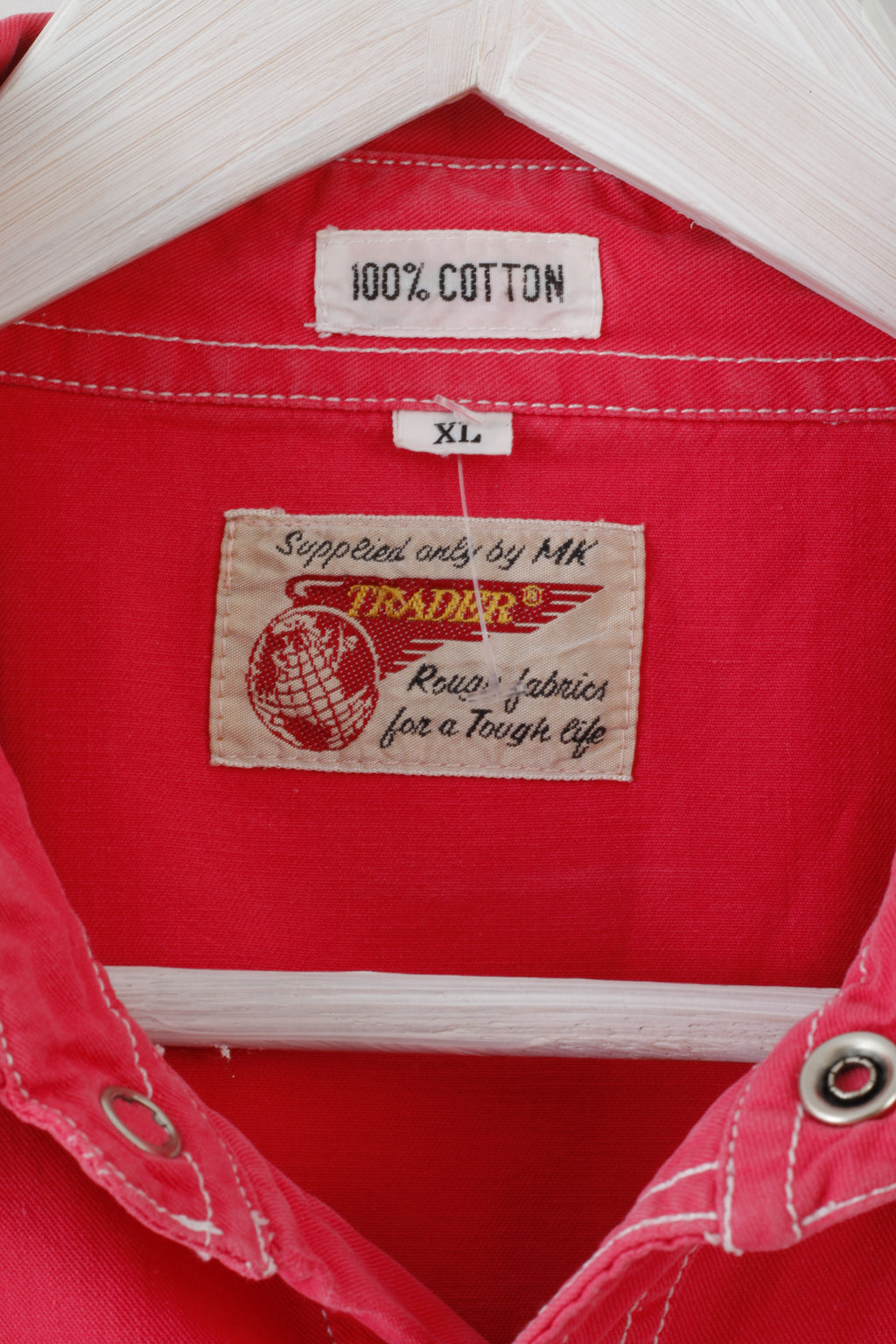 Trader Mens XL Casual Shirt Pink Long Sleeve Cotton Buttoned Breast Pockets