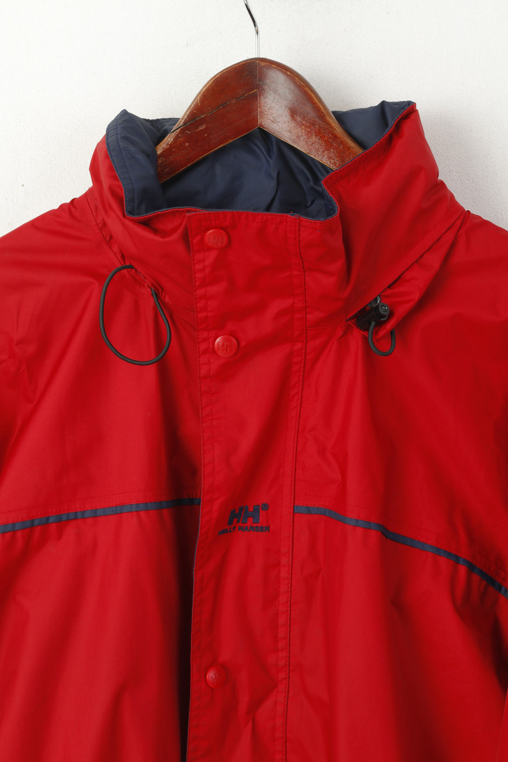 Helly Hansen Giacca da uomo L Giacca da esterno in nylon rosso impermeabile con cappuccio nascosto