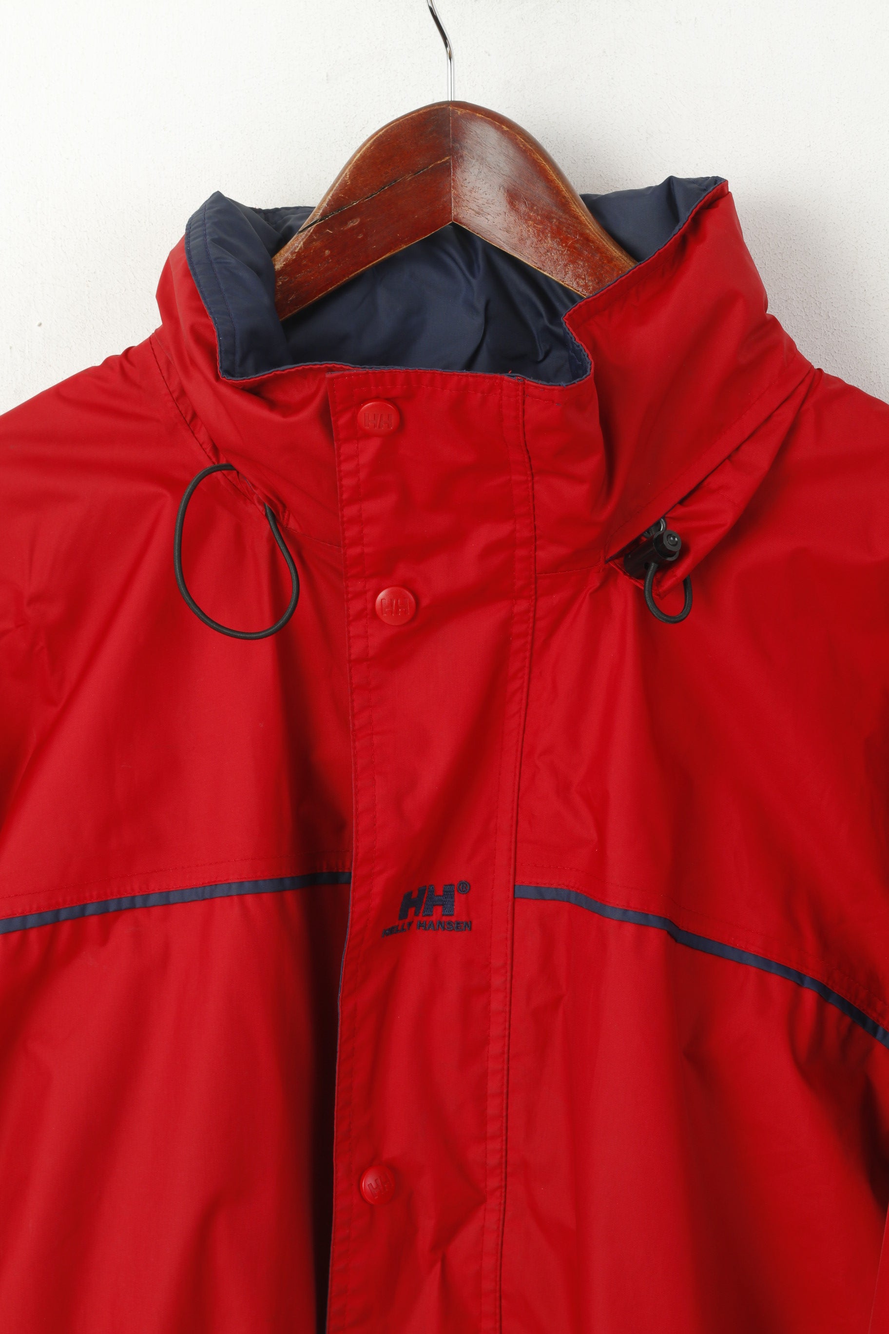 Helly Hansen Giacca da uomo L Giacca da esterno in nylon rosso impermeabile con cappuccio nascosto