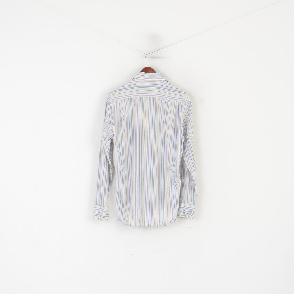 Peak Performance Men L Casual Shirt Blue Cotton Striped Kings Long Sleeve Top