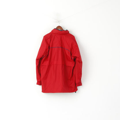 Helly Hansen Men L Jacket Red Nylon Waterproof Hidden Hood Outdoor Top