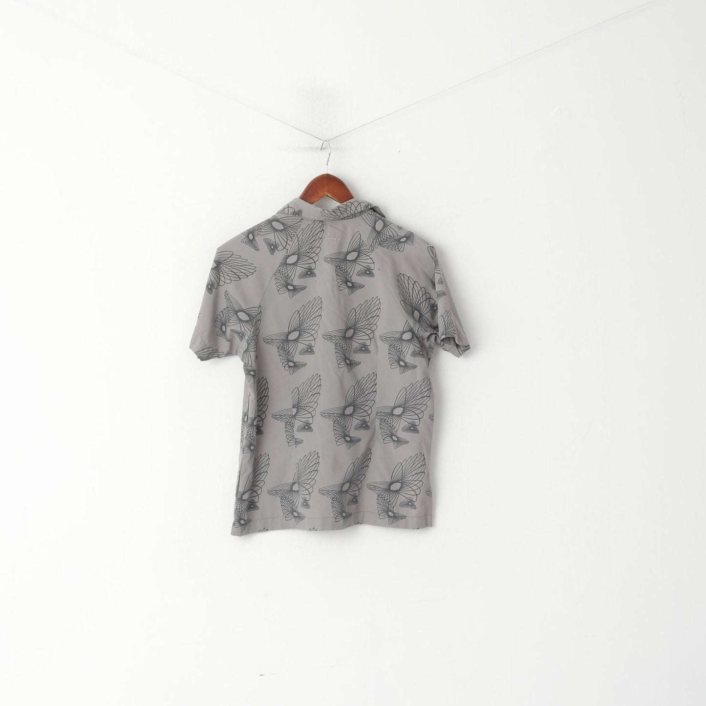 Mammut Camicia casual da donna L. Top da passeggio turistico vintage stampato in nylon grigio