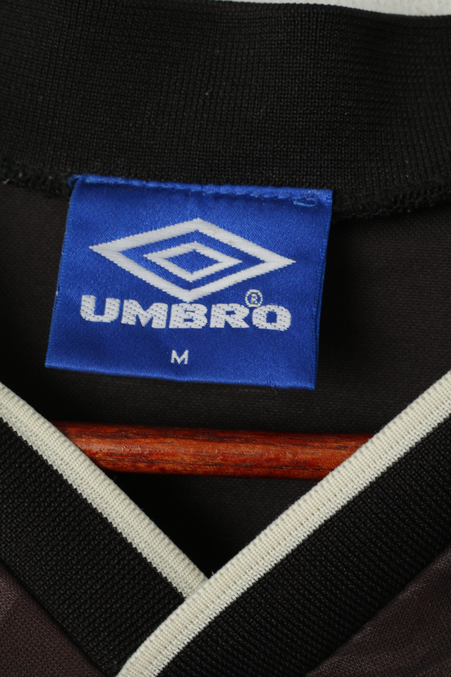 Polo Umbro da uomo M. Maglia da allenamento sportiva da calcio vintage a righe marroni lucide