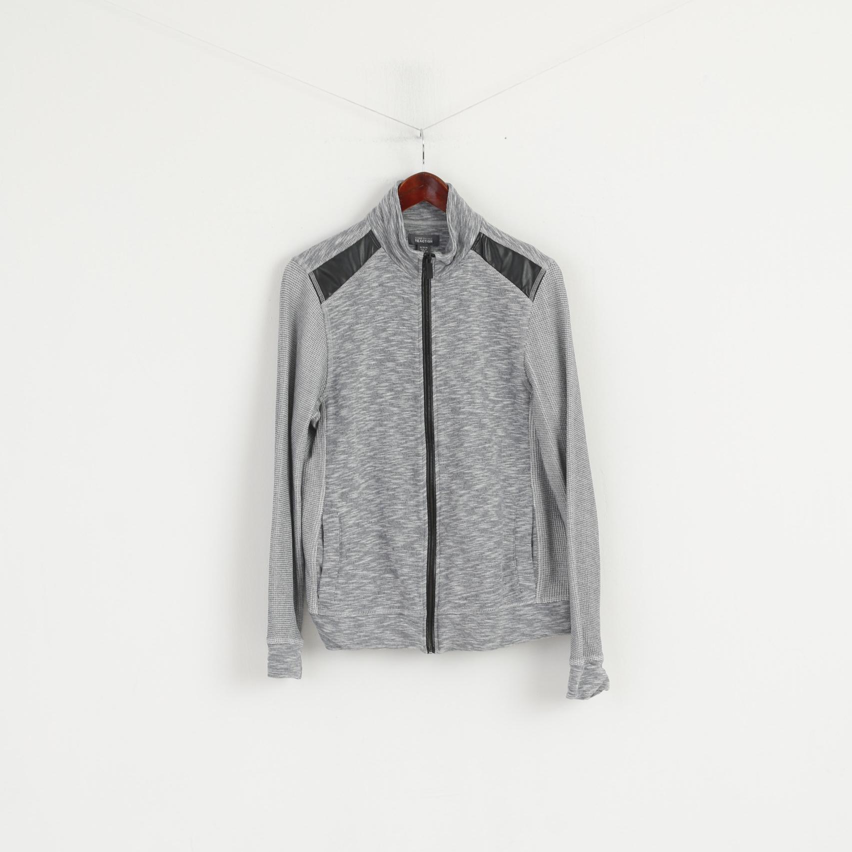 Kenneth Cole Reaction Women M Sweatshirt Grey Cotton Detailed Zip Up Top