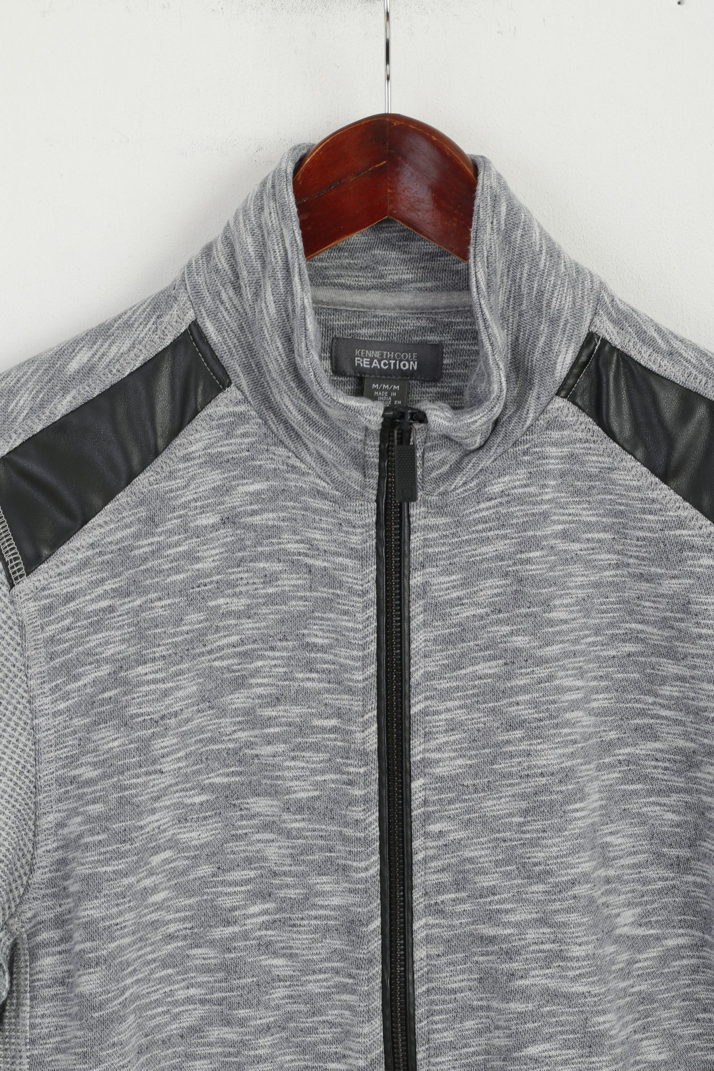 Kenneth Cole Reaction Women M Sweatshirt Grey Cotton Detailed Zip Up Top