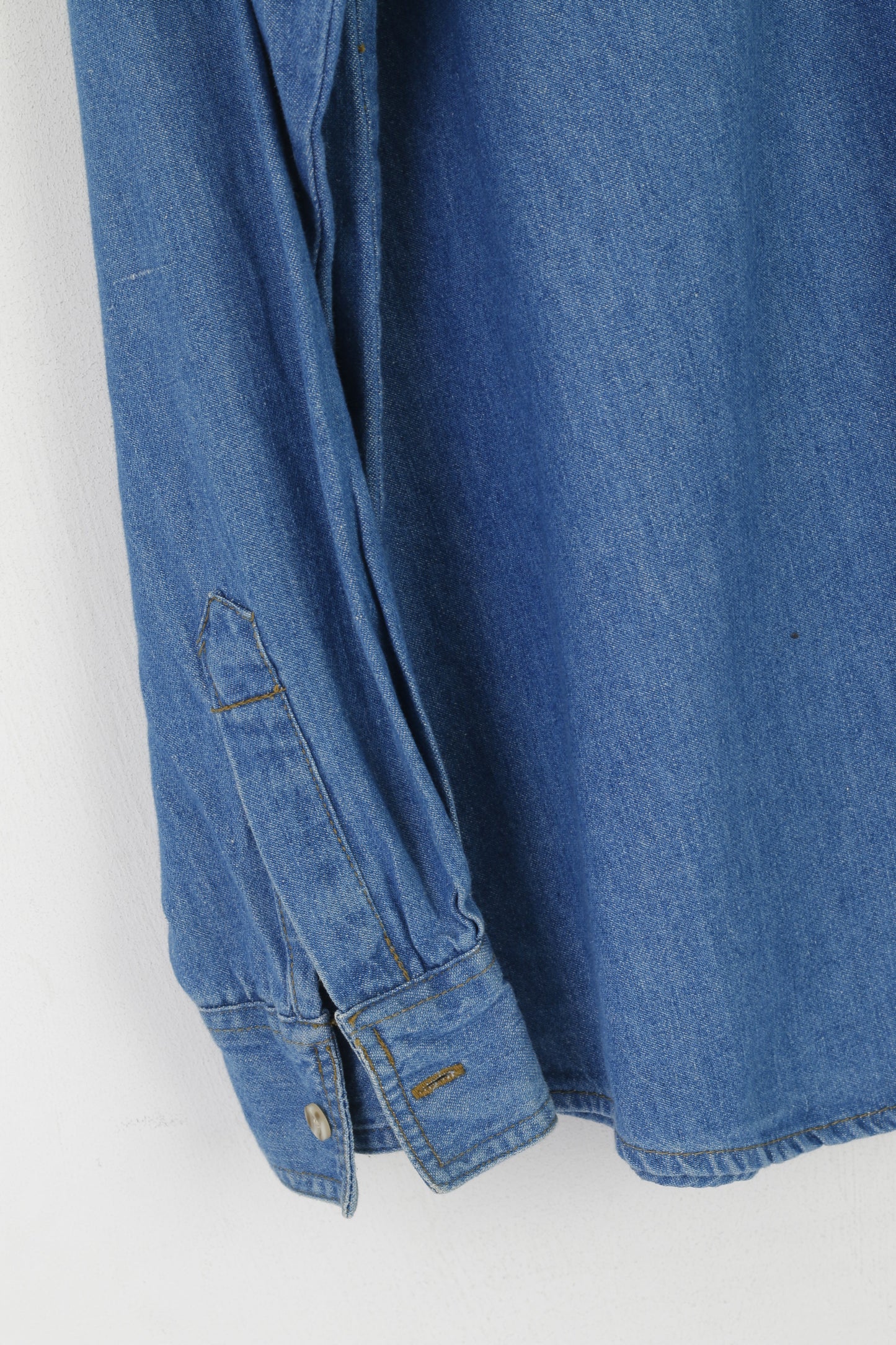 Hardwear Hommes M Chemise décontractée Bleu Vintage Jeans Denim Coton Angleterre Haut à manches longues